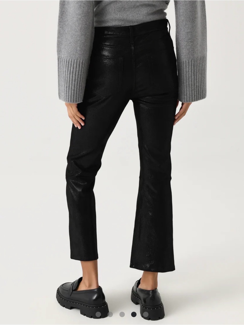 Frame Denim Black Le Crop Mini Boot Leather Pants - Picture 3 of 11